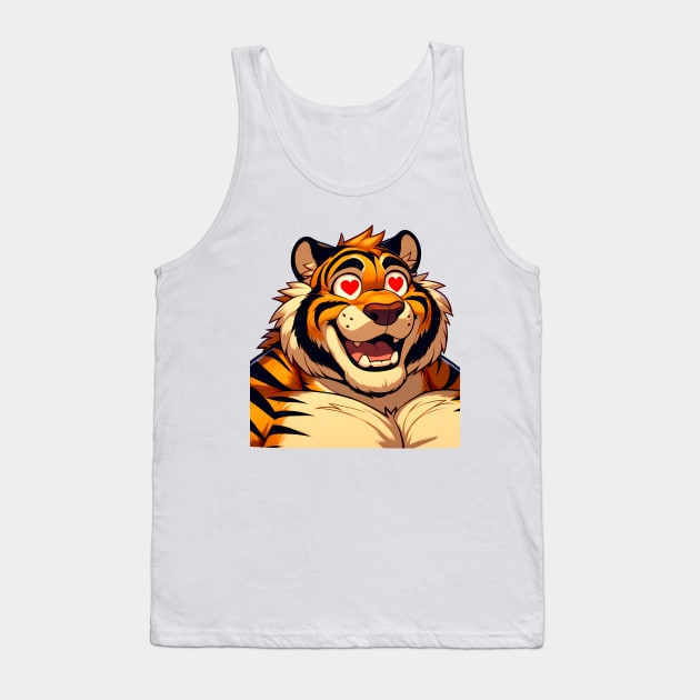 Lovestruck Tiger Cute Anthro Furry Art Tank Top by Blue Bull Bazaar